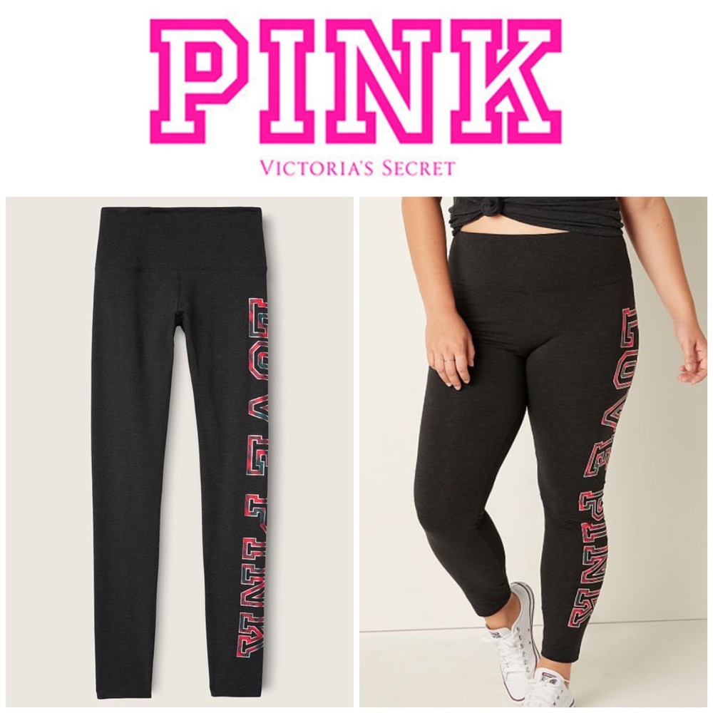 NWT Victoria’s Secret Pink Dark Grey High Waist Full Length Leggings Size Large